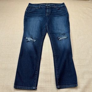 WHBM Distressed 'The Skimmer' Faux Knee Holes Jeans 28in Inseam